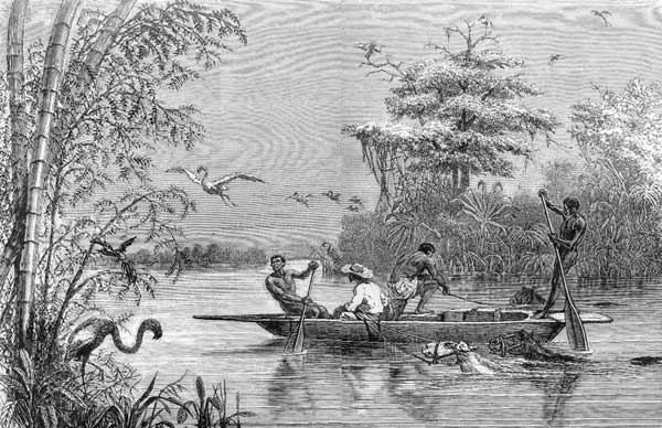 Ilustración del Canal del Dique durante la época colonial.